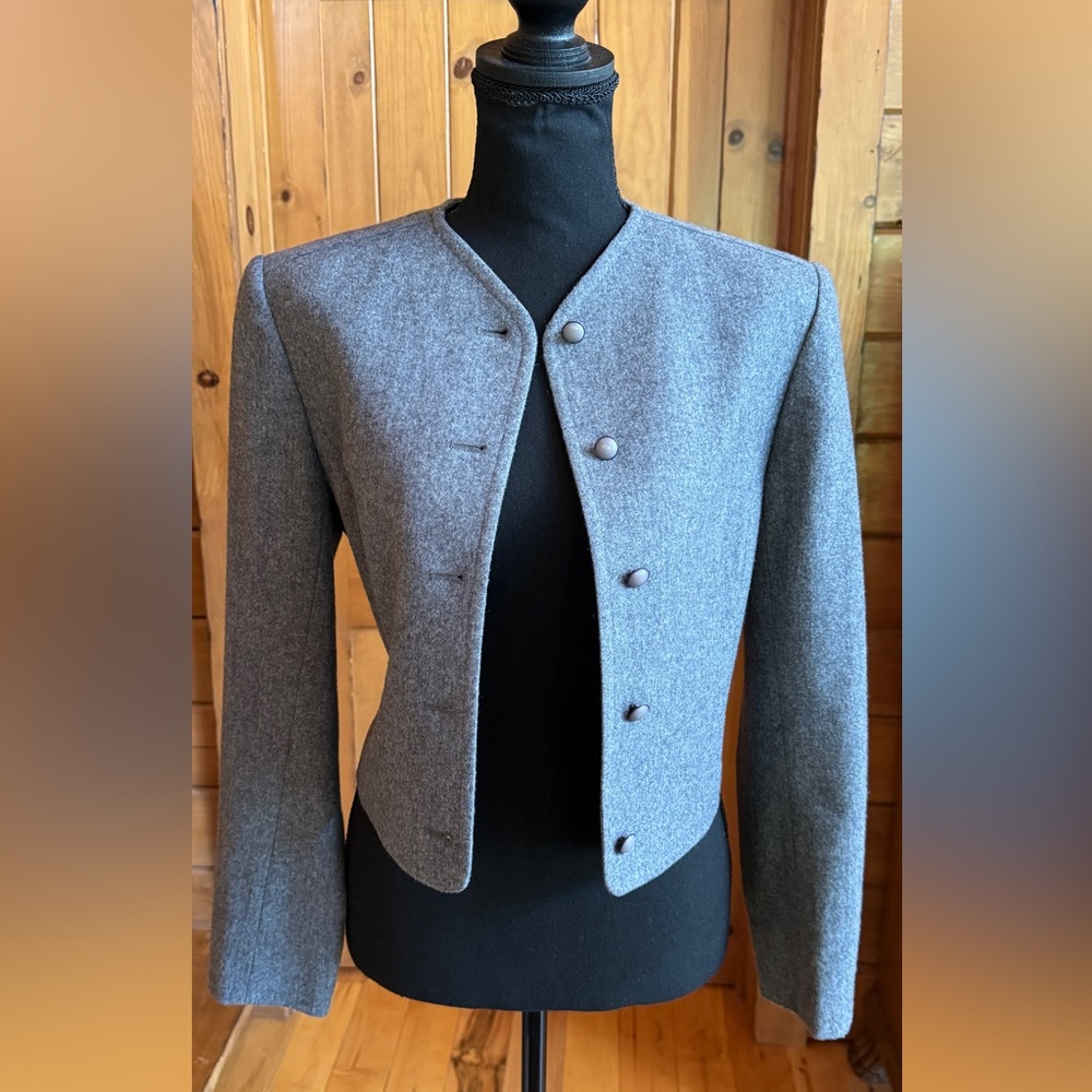 Pendleton Vintage Gray Lined Cropped Wool Blazer … - image 2